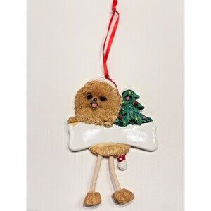 Pomeranian Personalized Dog Christmas Tree Ornament w/ Dangling Legs Write Name